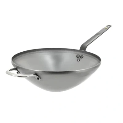Afbeelding van De Buyer Wokpan Mineral B Element ø 32 cm Zonder anti aanbaklaag