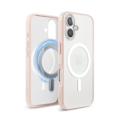 Afbeelding van elago Magnetic Hybrid Duidelijke Hoesje Compatibel met iPhone 16 Case MagSafe, PC + TPU Hybride Technologie, Schokbestendige bumper, Verhoogde Camera Bescherming (Mat Roze)
