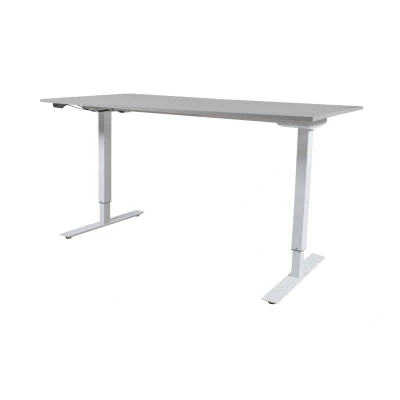 Afbeelding van Lectro Basic bureau, zit sta (69 116cm) hoogte verstelbaar dmv elektromotor met 180x80cm licht grijs 25mm blad en zwart (RAL9005) frame