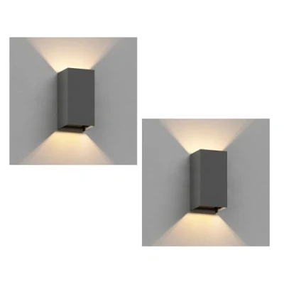 Afbeelding van ledscom.de 2 x CUBEL wandlamp voor buiten, IP65, up &amp; downlight, antraciet mat, rechthoekig, 1x G9 max. 10W