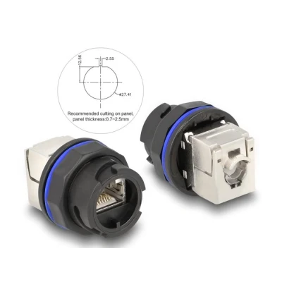 Afbeelding van Delock RJ45 Cat.6A Einbaubuchse mit LSA Anschluss schwarz HQ product
