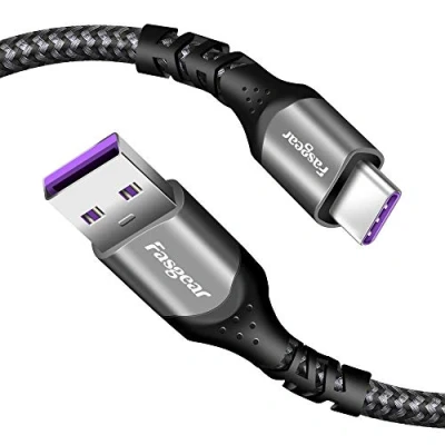Afbeelding van Fasgear Huawei Super Charge Type C kabel, 1 pak 40W USB snellaadkabel voor P30, P20 Lite, P20, Mate 20, 20 pro, RS, Honor View Magic 2 enz. (1 m, Zwart)