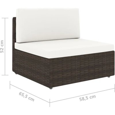 Afbeelding van 9 delige Loungeset met kussens poly rattan bruin