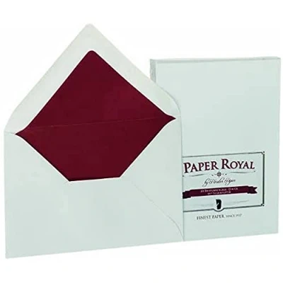 Afbeelding van Enveloppe C6 Briefkaartformaat Luxe Lichtgrijs met rode voering