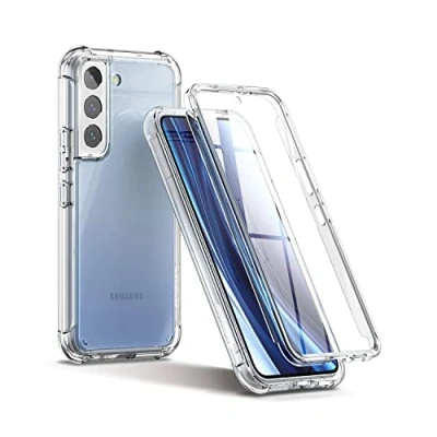 Afbeelding van SURITCH Beschermhoes voor Samsung S22 5G, 360 graden, transparant, schokbestendig, siliconen, ultra hybrid, integraal, krasbestendig, volledige bescherming Galaxy 5G 6,1 inch