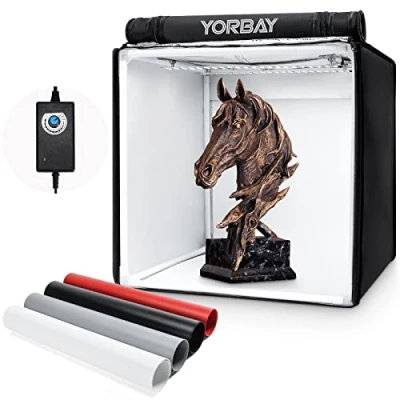 Afbeelding van Yorbay fotostudio set 40 x 40cm CRI 95+ LED fotobox lichtbak lichtkubus professionele fotografie lichttent incl. 4 PVC achtergrondfolies (zwart, wit, grijs, rood) herbruikbaar
