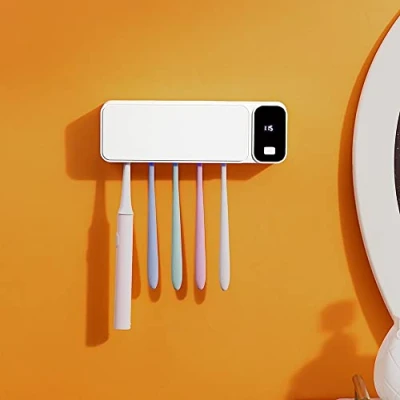 Afbeelding van BANJILI Sterilisator, tandenborstelhouder, uv sterilisator voor elektrische tandenborstel, badkamer, oplaadbaar, USB, 2000 mAh, met deksel, set etui (desinfectie)