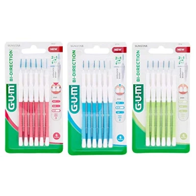 Afbeelding van GUM Bi Direction interdentale borstels, 6 stuks verpakking probeerset met 3 maten (3 x stuks)