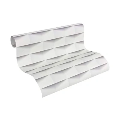 Afbeelding van A.S. Création 302481 30248 1 Scandinavisch vliesbehang in 3D look, geometrisch 10,05 m x 0,53 m, grijs wit, Made Germany
