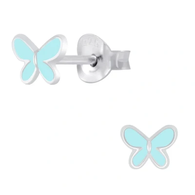 Afbeelding van JoyS Zilveren petit vlinder oorbellen blauw 6 mm kinderoorbellen