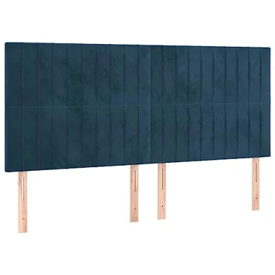 Afbeelding van vidaXL Hoofdborden 4 st 100x5x78/88 cm fluweel donkerblauw