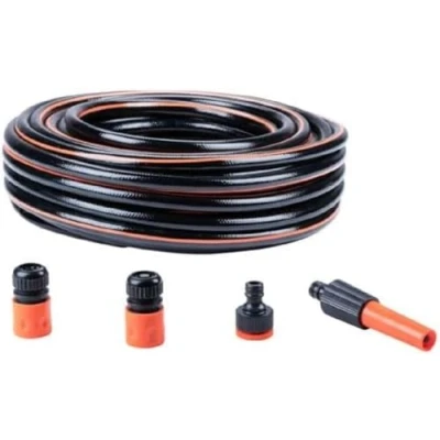 Afbeelding van BLACK+DECKER Tuinslang met Koppelingen Set 5 Stuks 25 Meter Zwart/Oranje