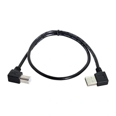 Afbeelding van chenyang USB 2.0 A stekker naar B links 90 graden gebogen printerkabel 0,5 m