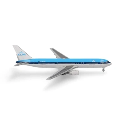 Afbeelding van herpa 537759 modelvliegtuig KLM Boeing 767 300, miniatuur op schaal 1:500, verzamelstuk, model zonder standaard, metalen miniatuurmodel, blauw, wit