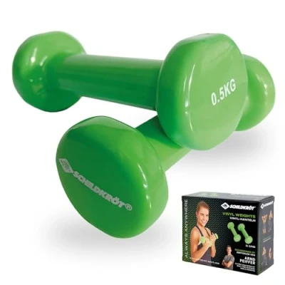 Afbeelding van Schildkröt® Vinyl halterset, 2 x 0,5 kg, groen, in 4 kleuren karton, 960204