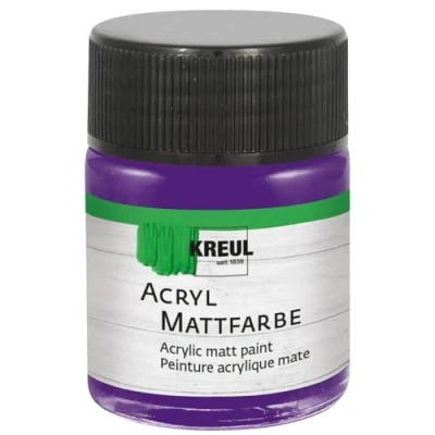 Afbeelding van KREUL 75534 Matte acrylverf, violet in een potje van 50 ml, romig dekkende, sneldrogende verf op waterbasis, geschikt voor vele verschillende ondergronden