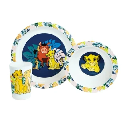 Afbeelding van DISNEY The Lion King Set SiMBA Nala Pumba en Timon incl. 1 glas 220 ml, bord Ø 22 cm kom 16 magnetron voor kinderen