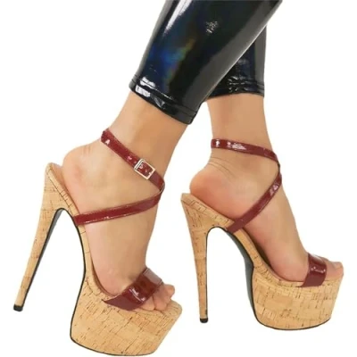 Afbeelding van SPONYBORTY Dames enkelband hoge hakken vrouwen platform open teen sandalen sexy stripper club paal dans bruiloft feestjurk schoenen grote maat hoog/K/45EU