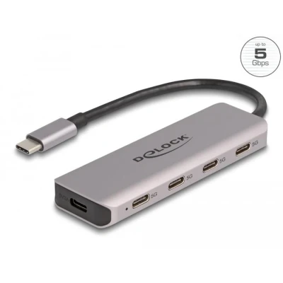 Afbeelding van Delock USB 5 Gbps 4 Port Type C™ Hub mit Anschluss