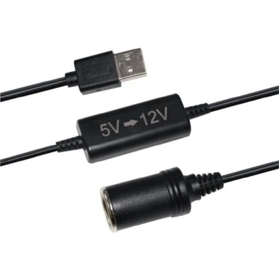 Afbeelding van USB 5V naar 12V sigarettenaansteker converter HTC EQUIPMENT 12W en 120cm kabel