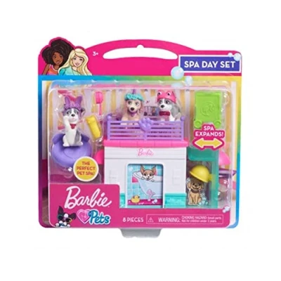 Afbeelding van Barbie Just Play Speelset voor huisdieren, 8 delig, koppelbaar, met figuren en accessoires, speelgoed kinderen vanaf 3 jaar