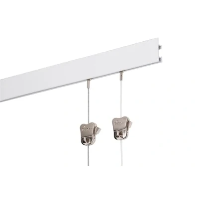 Afbeelding van STAS Schilderijrail Ophangsysteem Schilderijen / Fotolijsten Poster Ophangrails Zonder Boren Ophanghaak Ophangrek Schilderijrails Cliprail Max Wit 150 cm Complete Kit