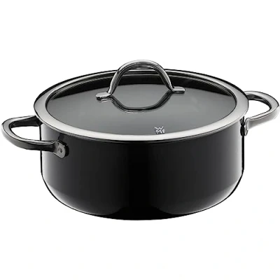 Afbeelding van WMF Fusiontec Inspire Kookpan, groot, 24 cm, glazen deksel, braadpan, inductie, 4,4 l, high tech keramiek, krasbestendig, ongecoat, zwart, Made in Germany