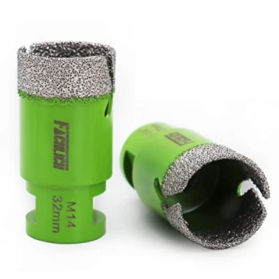 Afbeelding van FACHLICH Diamond Core Drill Bit,2 stks Diameter 32 mm Draad M14, Vacuüm Gesoldeerde Droge Natte Gatenzaag voor Porselein Tegel, Graniet, Marmer, Beton, Metselwerk, Baksteen