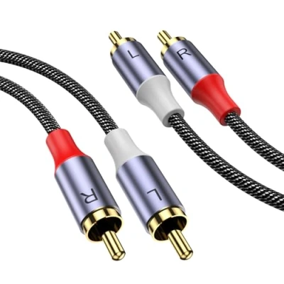 Afbeelding van MOSWAG Stereo RCA Kabel, Plug to Plug, Auxiliary Audio 1M Subwoofer 24 karaat verguld, Gevlochten Nylon voor thuisbioscoop, Audio, HDTV, Autoradio, Speakers