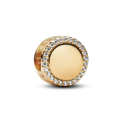 Afbeelding van Pandora 768747C01 Engravable Sparkling Button Charm Bedel inStock horloge Goudkleur