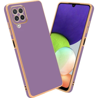 Afbeelding van Cadorabo Hoesje geschikt voor Samsung Galaxy A22 4G in Glossy Paars Goud Beschermhoes Case Cover van flexibel TPU silicone en met camerabescherming