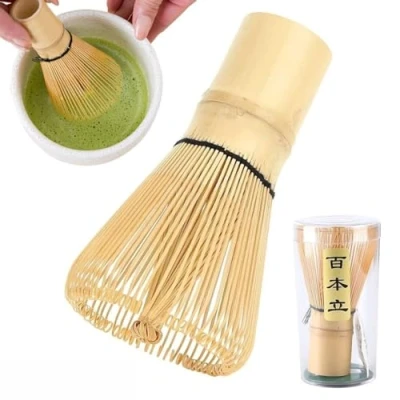 Afbeelding van 100 Matcha Garde Natuurlijke Bamboe Thee Poeder Chasen Handcurled Voorbereiding Borstel Tool fo Roeren Ceremonie