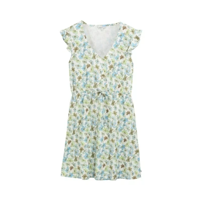 Afbeelding van TOM TAILOR Denim Damesjurk, 37809 Wit Groen Blauw Bloem Print, M