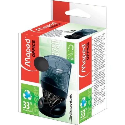 Afbeelding van Maped Papierklemhouder Essentials Green, Grijs/zwart, Met 100 Paperclips