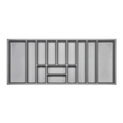 Afbeelding van ORGA BOX 3 Besteklade diepte: 473 x breedte: 1091 mm zilvergrijs met zeildoekstructuur voor 120 laden, bijv. in Nobilia keukens vanaf 08.2012.