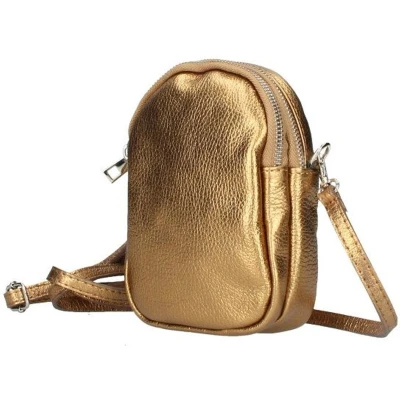 Afbeelding van Bronzen Leren Schoudertas Metallic leer Leder Schoudertassen Dames Tassen Brons