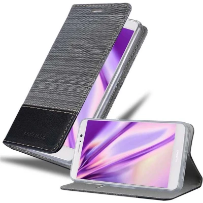 Afbeelding van Cadorabo Hoesje geschikt voor Huawei MATE 9 in GRIJS ZWART Beschermhoes met magnetische sluiting, standfunctie en kaartvakje Book Case Cover Etui
