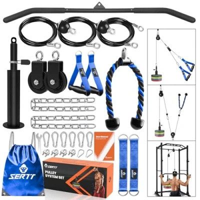 Afbeelding van SERTT Triceps Workout Pulley System voor LAT Pulldown, Biceps Curl, Triceps, Schouders, Rug, Onderarm Workout, Gewichtskabel Katrol Systeem Squat Rack, Garage