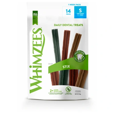 Afbeelding van Whimzees Stix 2 Weeks Voordeel Verpakking Hondensnacks Dental 230 g 14 stuks Small
