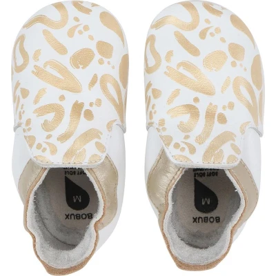 Afbeelding van Bobux Soft Soles Abstract gold + white Babyslofjes EU 18