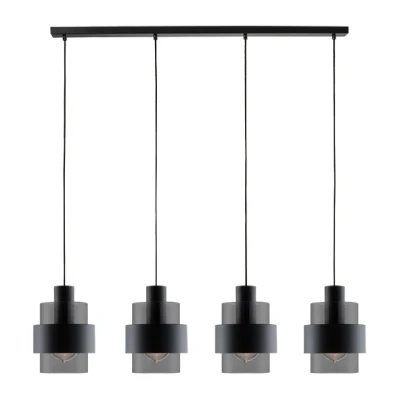 Afbeelding van Hanglamp Chiasso Zwart &amp; Smoke Glas 4 Lichts L 120 cm