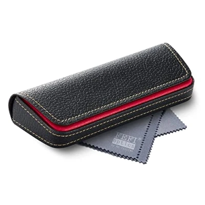Afbeelding van FEFI Elegante brillenkoker in tweekleurige lederlook, rood, M