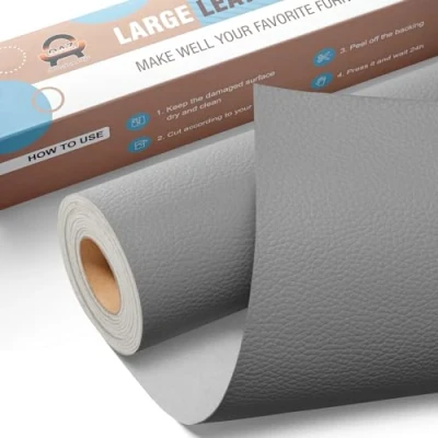 Afbeelding van Leder reparatie kit, 40 x 160 cm OAZ kunstleer zelfklevend, kit lederen patch zelfklevende patches voor autostoelen meubels sofa tassen,Dunkelgrau
