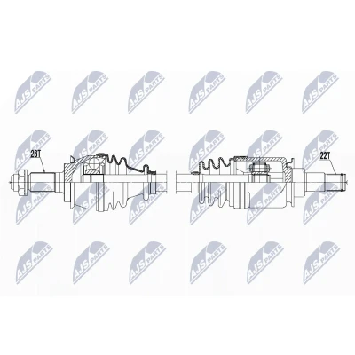 Afbeelding van NTY NPW BM 119 Aandrijfas Vooras links 621mm Handgeschakeld MINI: Hatchback (R50, R53) One, 1.6 Cooper 2001 2006