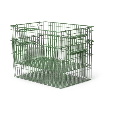 Afbeelding van Ferm Living Cala stapelbare mand 2 pack Verdant green