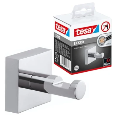 Afbeelding van tesa® Ekkro handdoekhaak, hoogglans verchroomd metaal, zelfklevend, 52 mm x 41