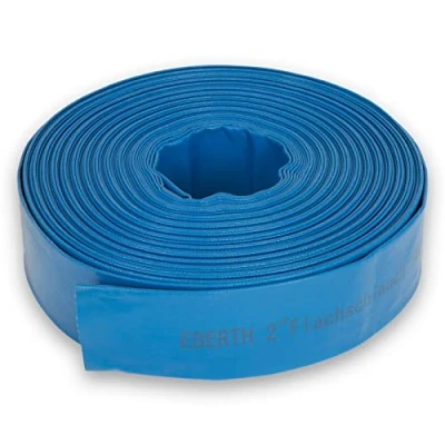 Afbeelding van EBERTH Platte tuinslang voor pompen in 40 m lengte, 52 mm diameter, flexibel, duurzaam pvc, industriële slang, waterslang irrigatie, blauw