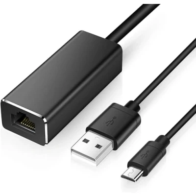 Afbeelding van XTVTX Ethernet adapter voor Chromecast en TV Stick 10/100 Mbps, USB naar RJ45 LAN netwerkadapter Chromecast, Google Home Mini Fire met 2.0 netsnoer stroomvoorziening