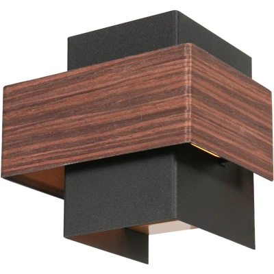 Afbeelding van Steinhauer Wandlamp Muro zwart met hout S 3367E