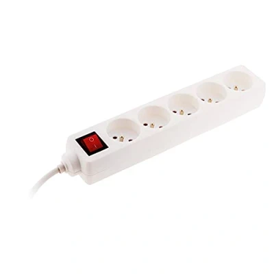 Afbeelding van Bloc 5 prises interrupteur avec fiche extraplate blanc 1m NF